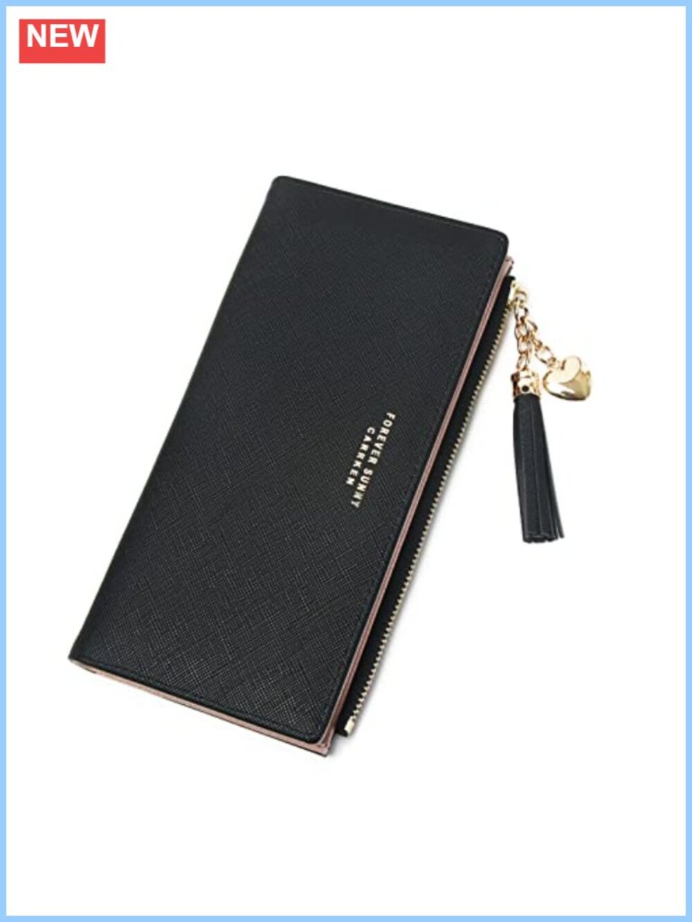 Women's Slim Wallet with 12 Credit Card Slots & Zipper Coin Pocket